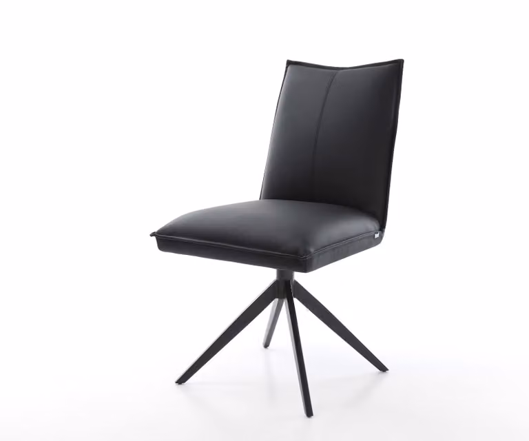 DELIFE Draaistoel zwart echt leer modern design 360 graden draaibaar