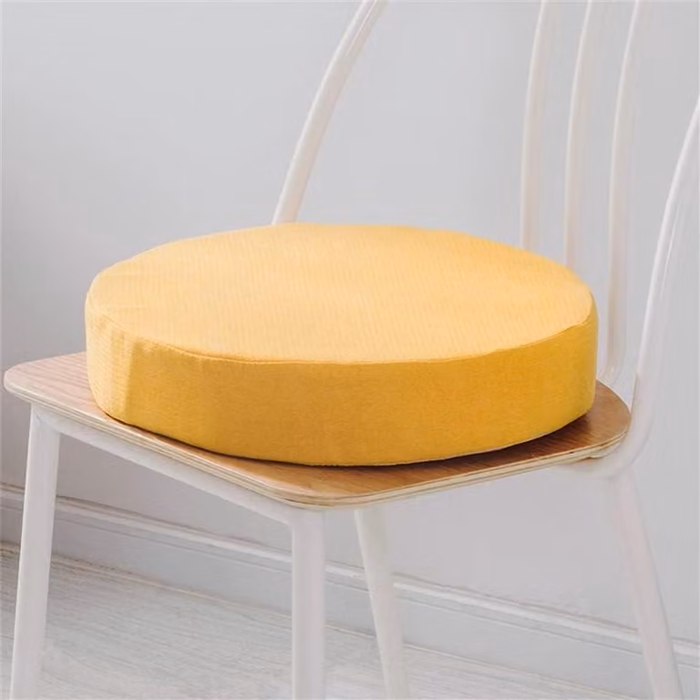 Rond Zitkussen Geel met Ademende Hoes en Antislip - B/D/H: 40 x 40 x 8 cm