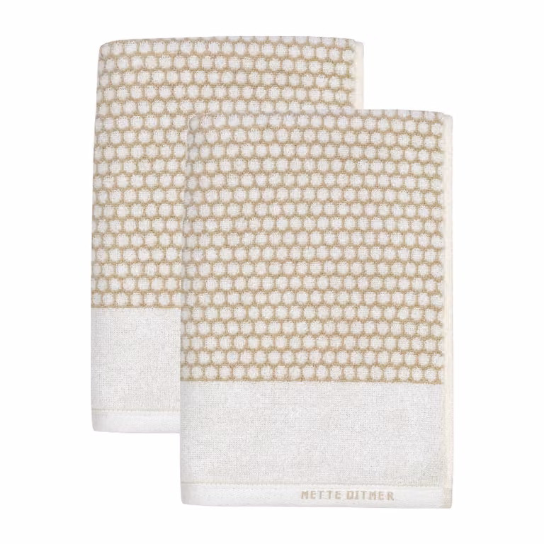 Mette Ditmer Grid gastenhanddoek 2-pack Sand-off white B/D: 38 x 60 cm