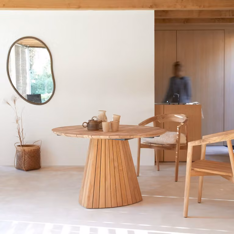Tikamoon Ronde eettafel van massief teakhout voor 6 personen - Bruin - B: 120 cm, H: 75,5 cm