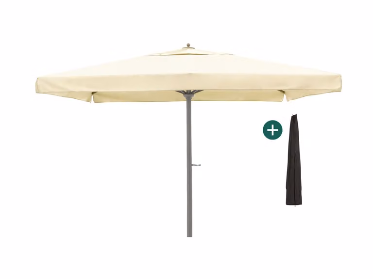 Parasol Shadowline Java Beige Vierkant inclusief hoes B: 400 cm, D: 400 cm, H: 281 cm