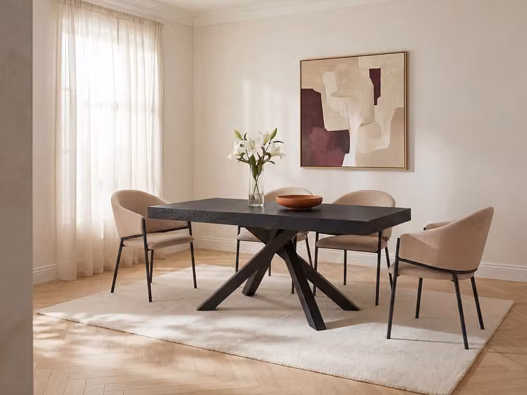 Uitschuifbare rechthoekige eettafel CATONAV voor 6 tot 10 personen - Zwart - MDF en metaal
