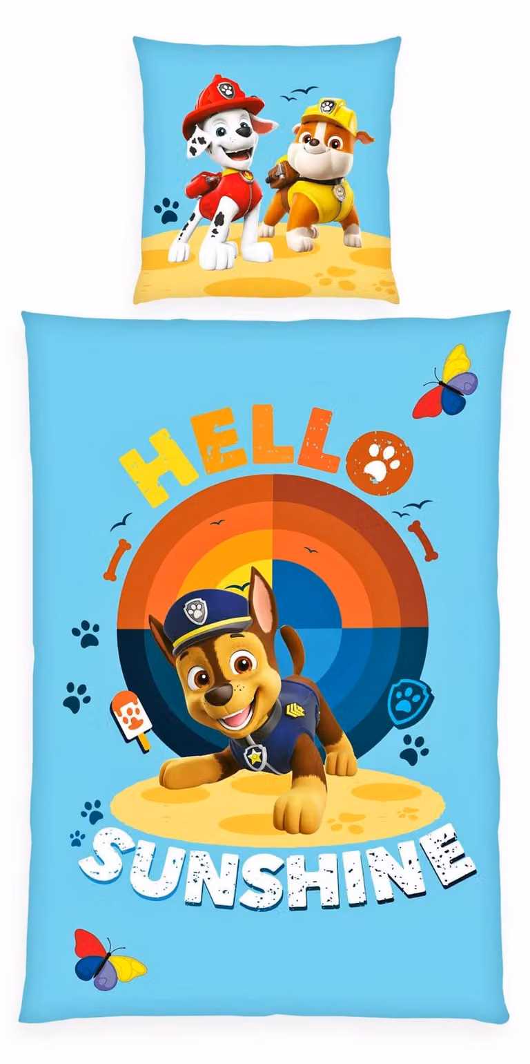 Herding Paw Patrol kinderbedset, 2-delig, katoen, omkeerbaar motief, 135 x 200 cm