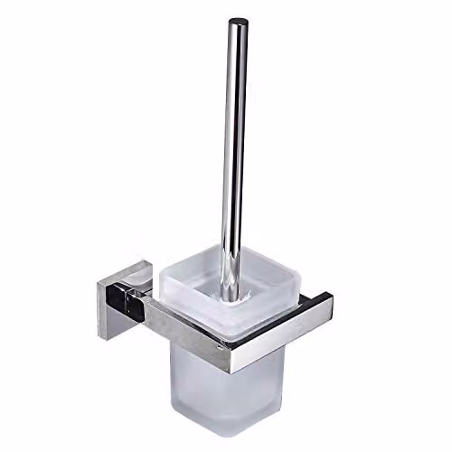 Dailygoods Toiletborstel met Houder van Roestvrij Staal en Mat Glas voor Badkamer met Borstel