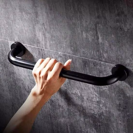 Famanu Zwarte handgreep voor trappen, douche en wandmontage, 50 cm