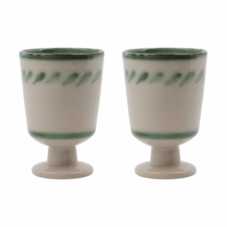 House Doctor Diva mok met schotel set van 2 stuks, wit/groen, 250 ml
