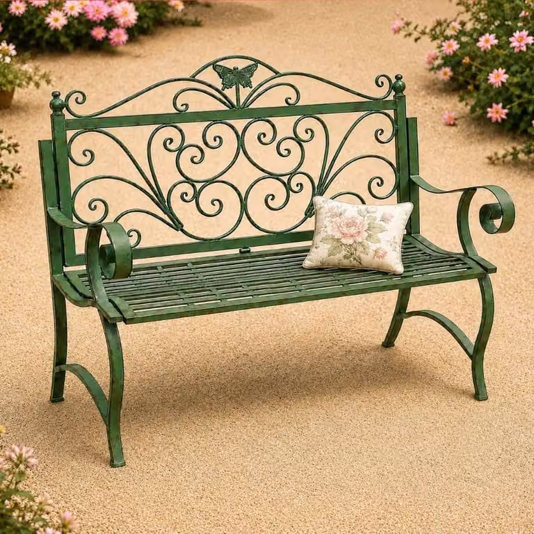 DanDiBo Tuinbank model 96021 voor 2 personen, metaal, groene patine, 120 cm