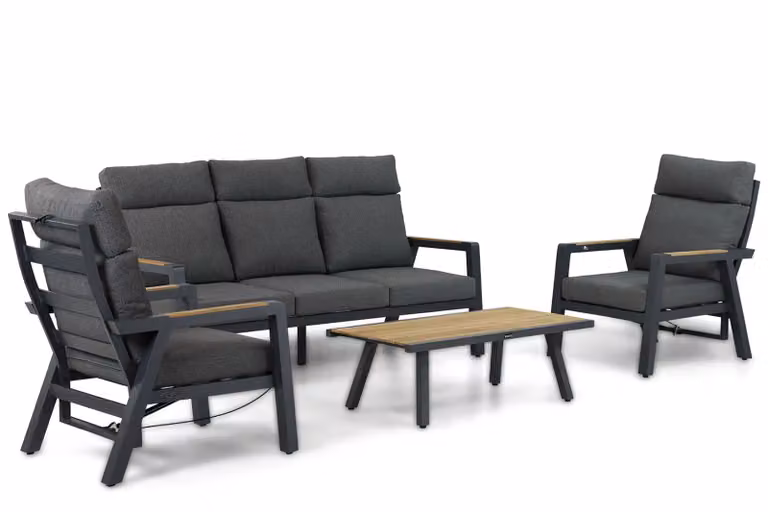 Lifestyle Garden Furniture Marseille 4-delige loungeset met aluminium frame en grijze kussens