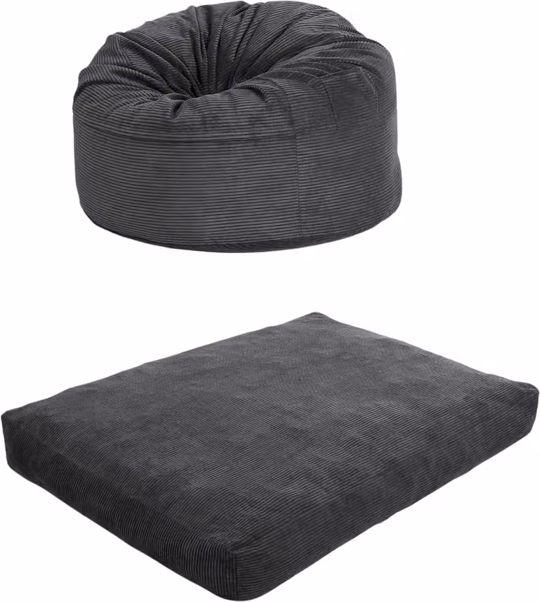 Queen Size Vloermatras met Wasbare Corduroy Hoes in Dark Grijs voor Woonkamer en Slaapkamer