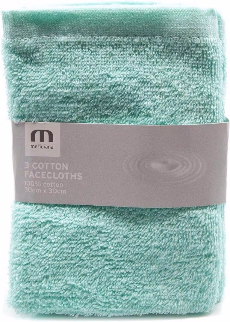 Set van 3 zachte katoenen washandjes voor volwassenen, 30 x 30 cm