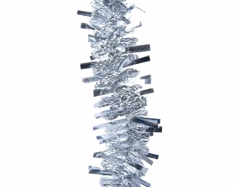 Decoris Glanzende Brede Lametta Guirlande - Zilver