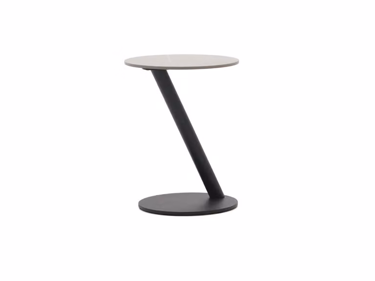 Bellagio Bijzettafel voor in de tuin, Rond, Grijs, Sintered Stone en Aluminium