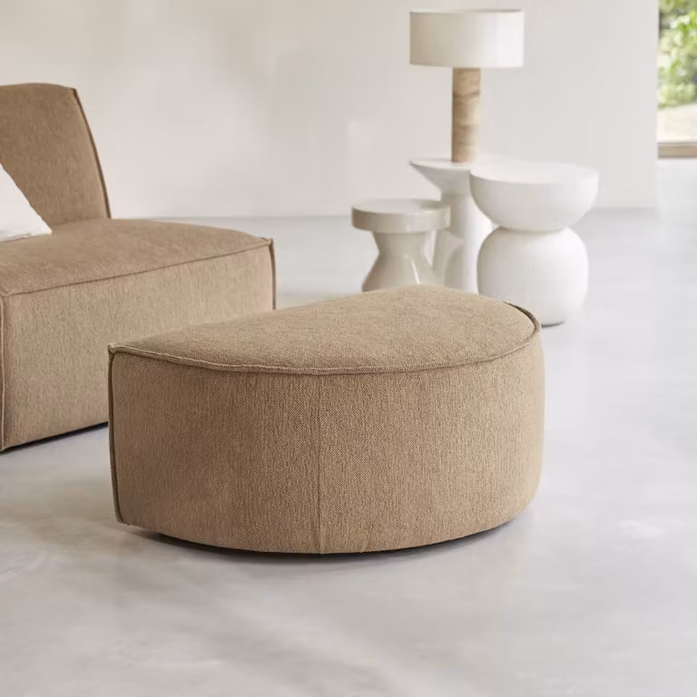 Tikamoon Poef Dario - Bruin/Beige - Cilindrisch - Stoff