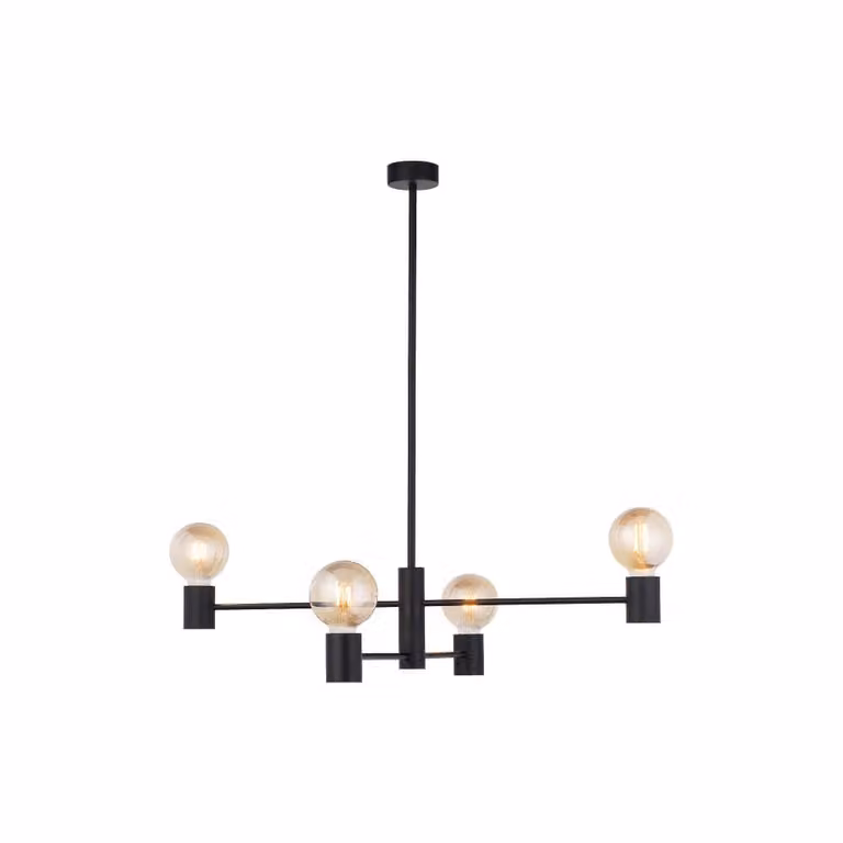 Lyora Radius 4-lichts zwarte hanglamp met glazen elementen