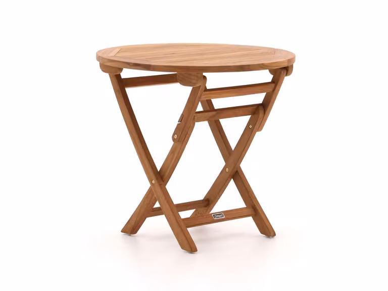 Sunyard Inklapbare Tuintafel van Teakhout, Rond, Bruin, Ø 80 cm