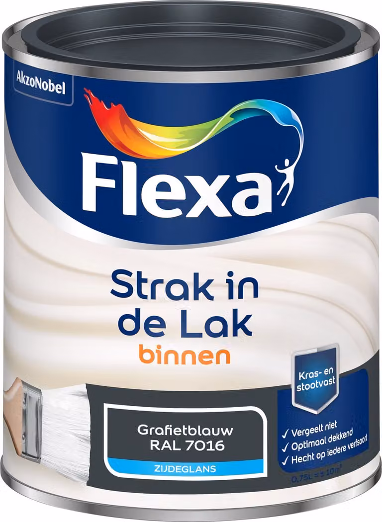 Flexa Strak In De Lak Binnenlak Zijdeglans - Grafietblauw / Ral 7016 - 750 ml