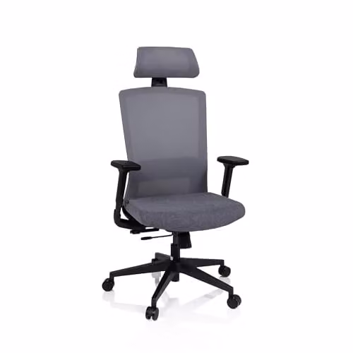 hjh OFFICE Captivo professionele ergonomische bureaustoel - Grijs - Stof/Netstof