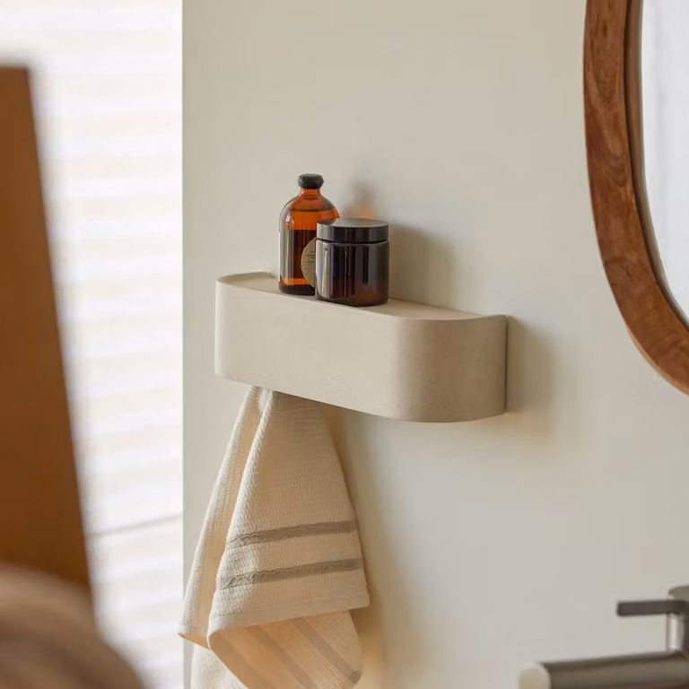 Tikamoon Wandhanddoekrek in beige terrazzo, B: 30 cm, D: 8 cm, H: 8 cm