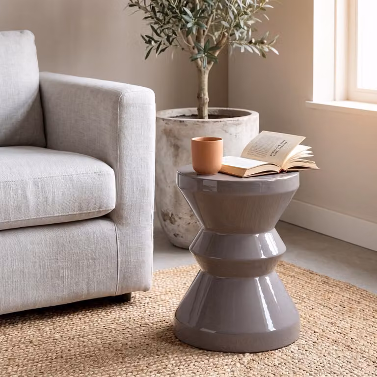 Richmond Interiors Bijzettafel Diablo Grijs Rond Metaal Ø 35 cm