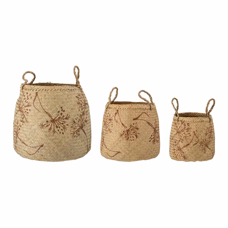 Bloomingville Molli Manden Set van 3 stuks - Zeegras en Rattan - Beige/Bruin