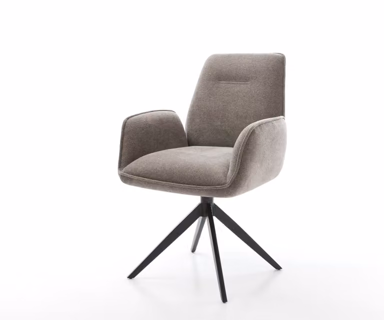 DELIFE Draaistoel Zoa-Flex met armleuningen, Taupe, 360 graden draaibaar