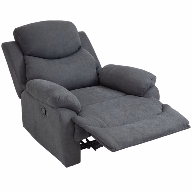 HOMCOM Relaxstoel met 150 graden verstelbare rugleuning en ademende linnenlook, donkergrijs, B: 97 cm, D: 96 cm, H: 105,5 cm