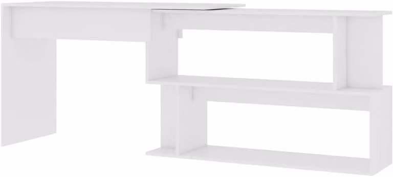 Wit draaibaar hoekbureau voor thuiswerken en kantoor, B/D/H: 200 x 50 x 76 cm