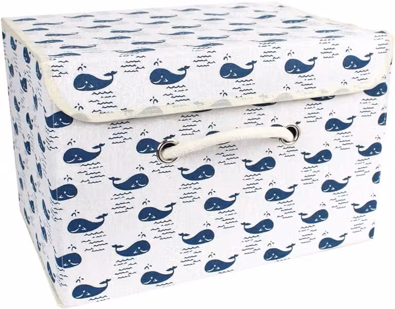 Opvouwbare opbergmand voor speelgoed met handgrepen - Walvis - B/D/H: 38 x 25 x 25 cm