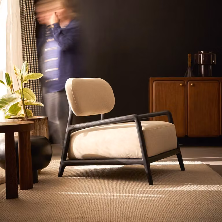 Tikamoon Lounge Fauteuil met Armleuningen - Zwart en Beige - Modern Design