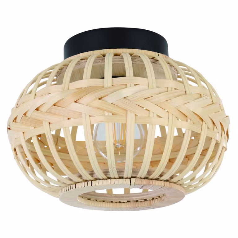 Eglo Towcester Rotan Plafondlamp - Zwart/Bruin - Ø 26 cm