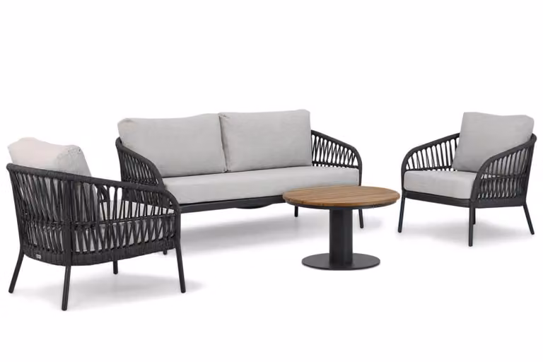 Coco 4-delige loungeset met aluminium frame en grijze kussens