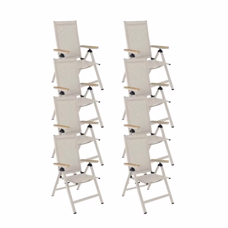 LUX outdoor living Norali dining tuinstoel set van 8 verstelbaar beige