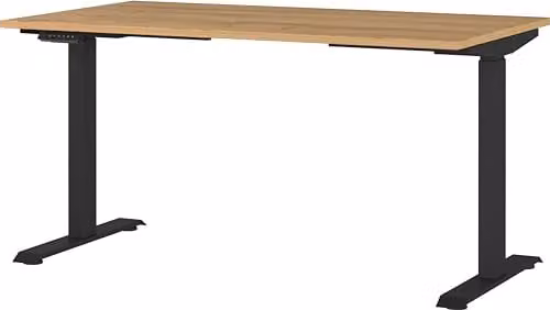 Germania elektrisch in hoogte verstelbaar bureau in eiken en zwart, B: 140 cm, H: 80 cm, D: 120 cm