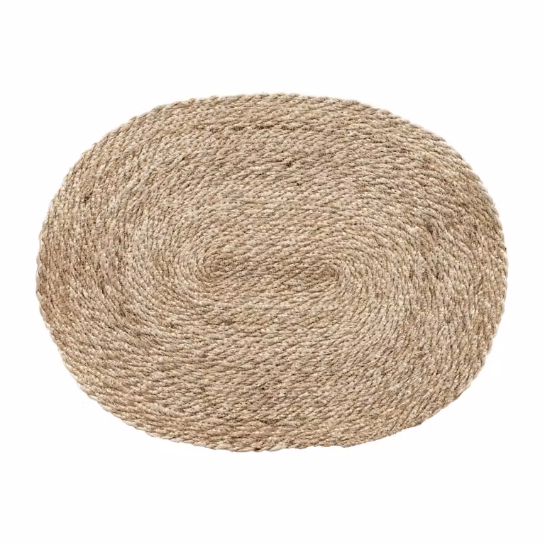 Dixie Elin placemat twist ovaal in natuur-grijs