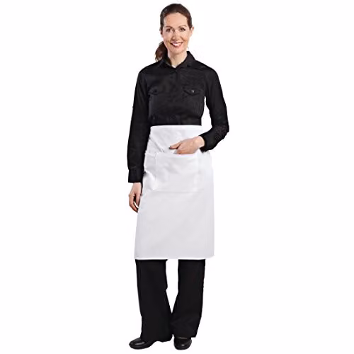 Wit Bistro Schort van Polycotton voor Professionals in de Keuken en Catering