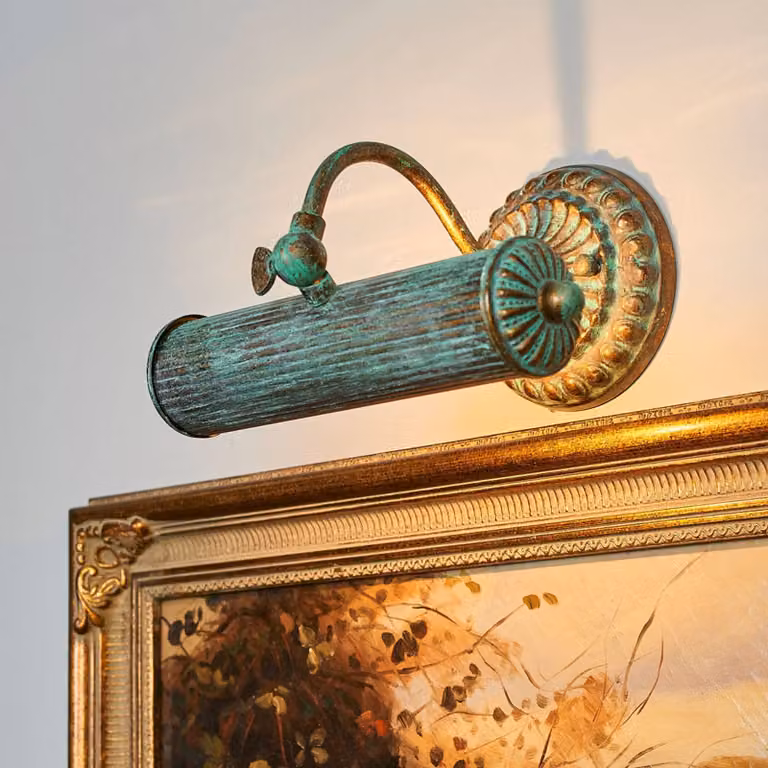 Lindby Beno Wandlamp voor schilderijverlichting, Brons / Oud-messing, Metaal, Diameter: 25 cm