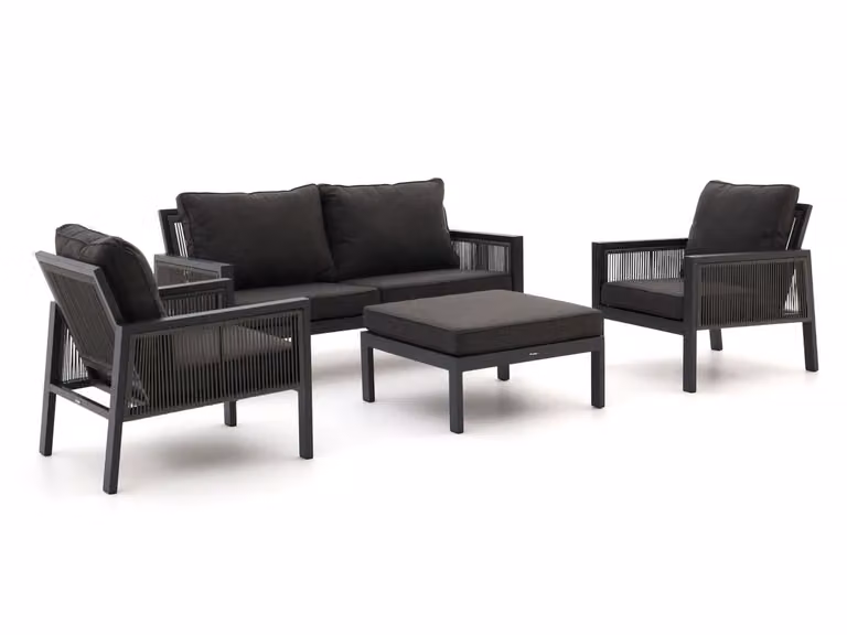 Manifesto Furniture Loungeset voor 4 personen, L-vormig, Grijs met aluminium frame en kussens
