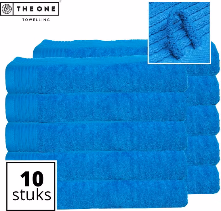 The One Towelling Classic Strandlakens Voordeelverpakking - 10 stuks - Turquoise - 100 x 180 cm - 100% Gekamd katoen