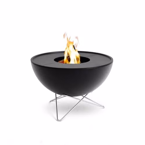 höfats Bowl 70 Bakplaat Set met schommelvuurkorf en 2 geëmailleerde stalen grillplaten, Zwart, Ø 70 cm