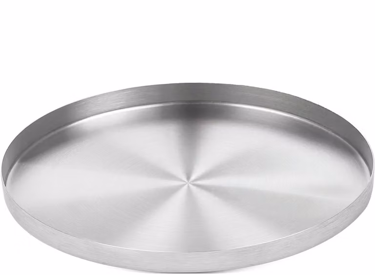 SnelShoppen Zilveren Rond Metalen Dienblad met 3 Antislip Roestvrijstalen Platen voor Adventskrans Ø 30 cm