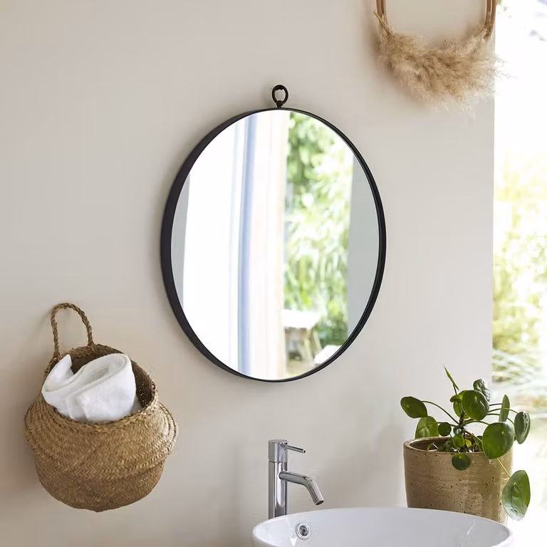 Tikamoon Ronde Wandspiegel van Metaal - Zwart - 50 cm