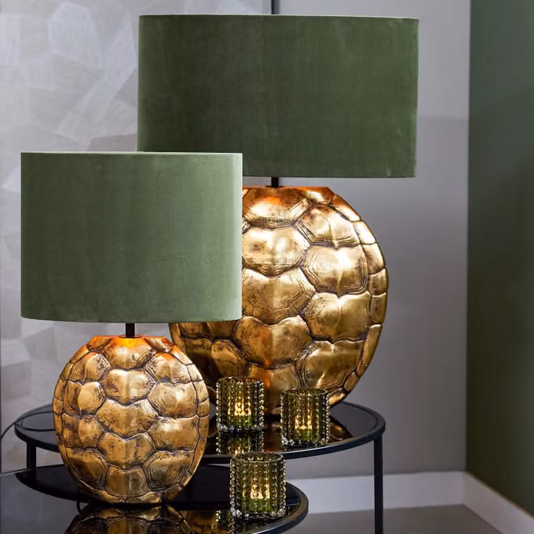 Light en Living Ovaal Kap Velours Dusty Green B: 38 cm, D: 28 cm, H: 17,5 cm