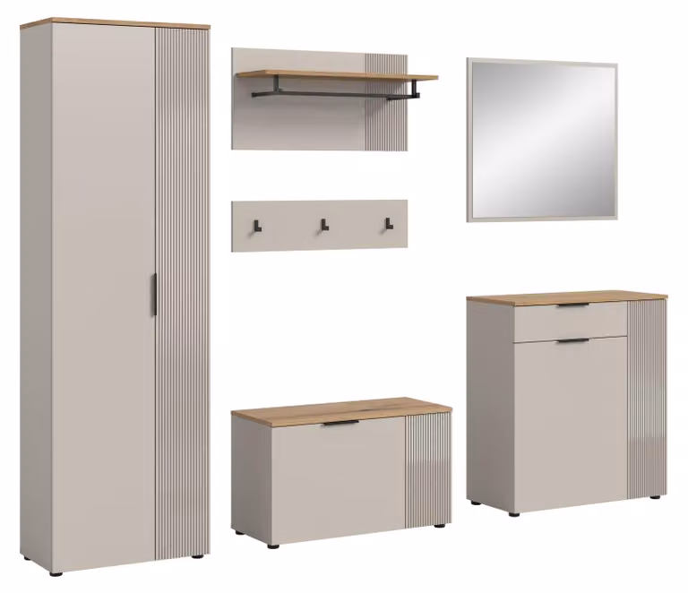 Slide garderobe opstelling S3 met schuifdeuren in kasjmierdecor