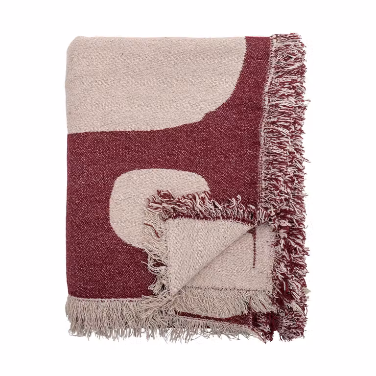 Bloomingville Olica plaid rood multicolleur B: 130 cm, D: 160 cm