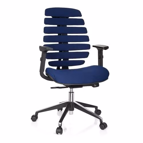 hjh OFFICE 714510 Ergo Line II ergonomische bureaustoel blauw met lendensteun en verstelbare armleuningen