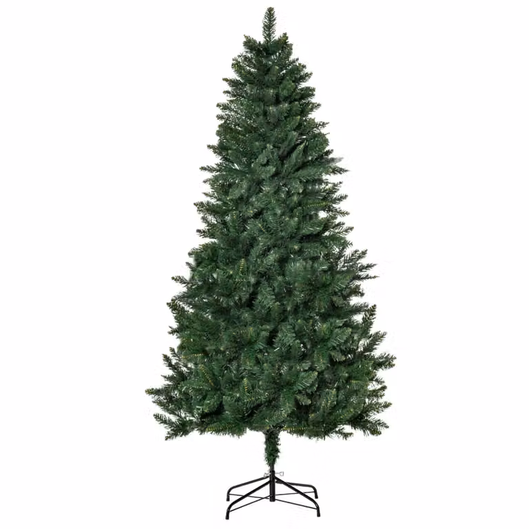 HOMCOM Kunstmatige Kerstboom met 724 takken en metalen standaard, 180 cm hoog