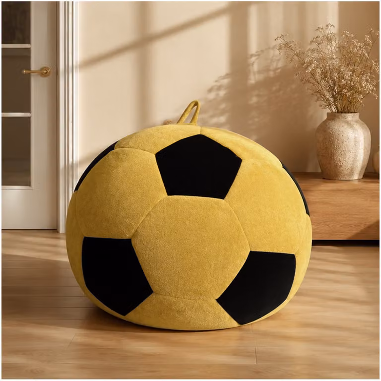 Voetbal Zitzak Stoel met Zachte Flanellen Bekleding en Schuimvulling voor de Slaapkamer, Woonkamer of Speelhoek
