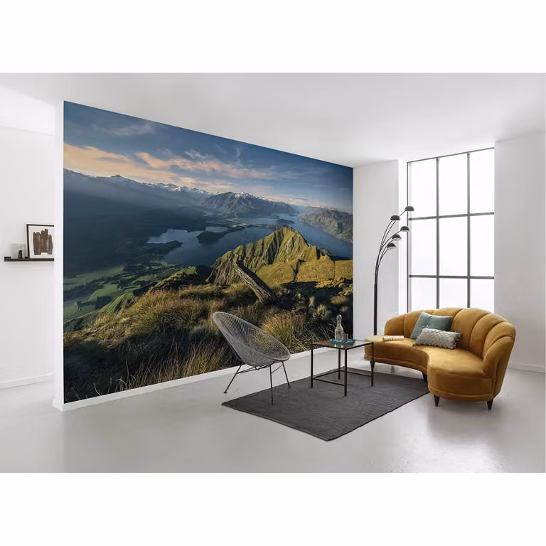 home24 Fotobehang Green Ridges Abstract Nature Multicolour B: 450 cm, H: 280 cm