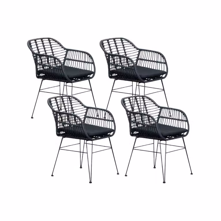 Napels dining tuinstoel set van 4 zwart wicker
