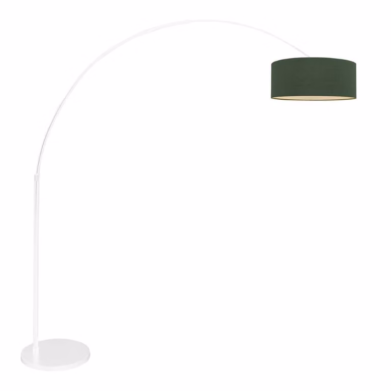 Steinhauer Sparkled booglamp met groene velvet kap en wit metalen voet, B/D/H: 190 x 230 x 50 cm